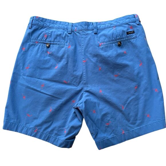 Chaps Shorts 40 Washed Blue Pink Flamingos Stretch Flat Front Bermuda 8.5”Inseam - Picture 2 of 5